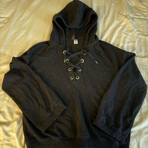 H&M Divided Lace Up Black Hoodie